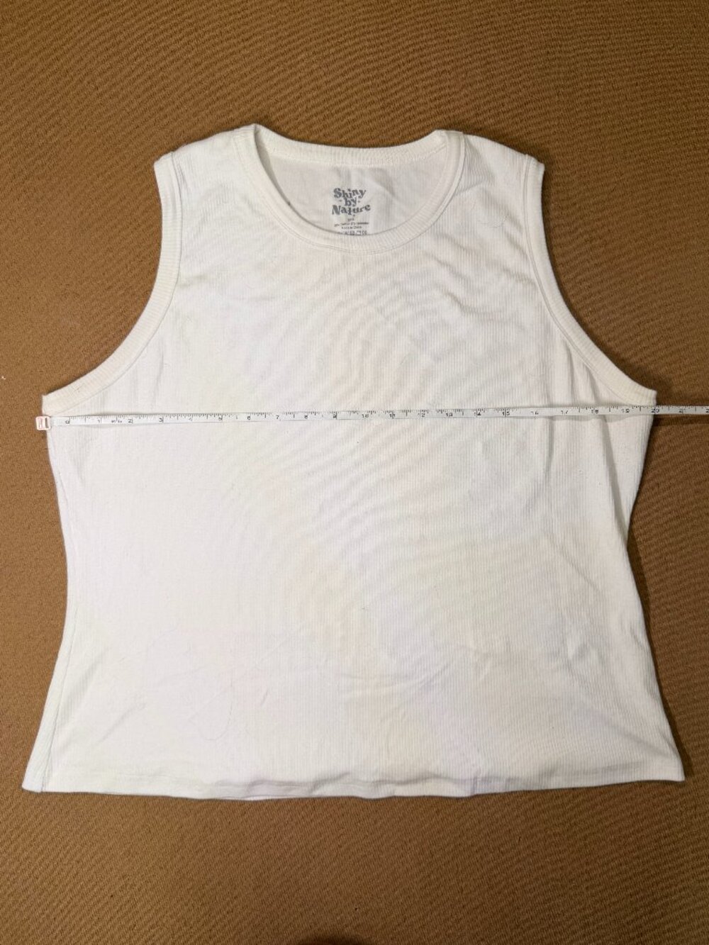 Shiny by Nature White Ribbed Sleeveless Tank Top 3X Plus Size